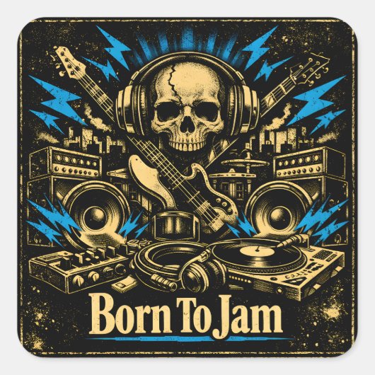 Born To Jam – Improvisation Music Soul Vierkante Sticker (Voorkant)