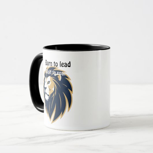 Born to Lead. Built to Roar." Lion Face Coffee Cup Mok (Voorkant links)