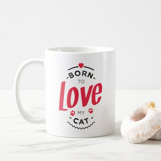 born to love my cat koffiemok (Met donut)