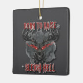 Born to Raise Sleigh Hell – Heavy Metal Reindeer Keramisch Ornament (Links)