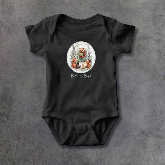 Born to Read Cute Animal Story Time Black Romper