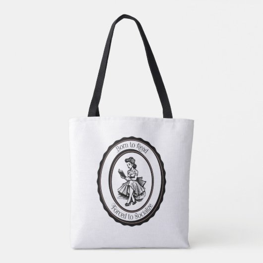 Born to Read, Forced to Socialize Tote Bag (Achterkant)