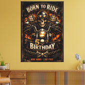 Born to Ride 50e verjaardag Biker Schedel Canvas Afdruk (Insitu (Woonkamer))