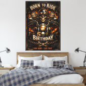Born to Ride 50e verjaardag Biker Schedel Canvas Afdruk (Insitu (Slaapkamer))