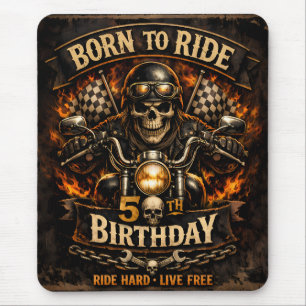 Born to Ride 50e verjaardag Biker Schedel Kaart Muismat