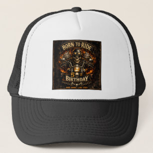 Born to Ride 50e verjaardag Biker Schedel Kaart Trucker Pet