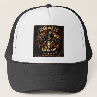 Born to Ride 50e verjaardag Biker Schedel Kaart Trucker Pet