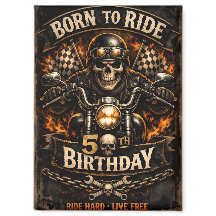 Born to Ride 50e verjaardag Biker Skull Card