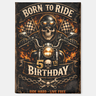 Born to Ride 50e verjaardag Biker Skull Card Magneet