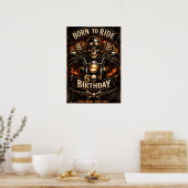 Born to Ride 50e verjaardag Biker Skull Poster (Keuken)