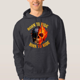 Born to Ride Flaming Skull Helmet Hoodie