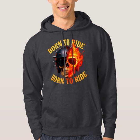 Born to Ride Flaming Skull Helmet Hoodie (Voorkant)