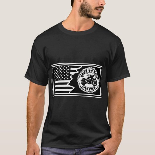 Born to Ride Motorcycle Flag © FB @ # T-shirt (Voorkant)