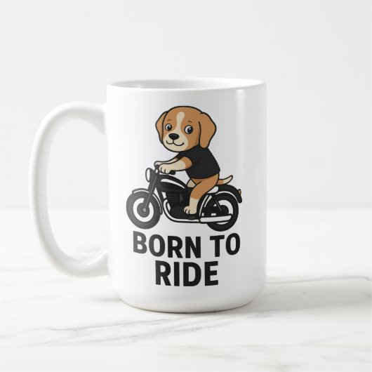 Born to Ride - Schattigee Beagle op de Sticker Koffiemok (Links)