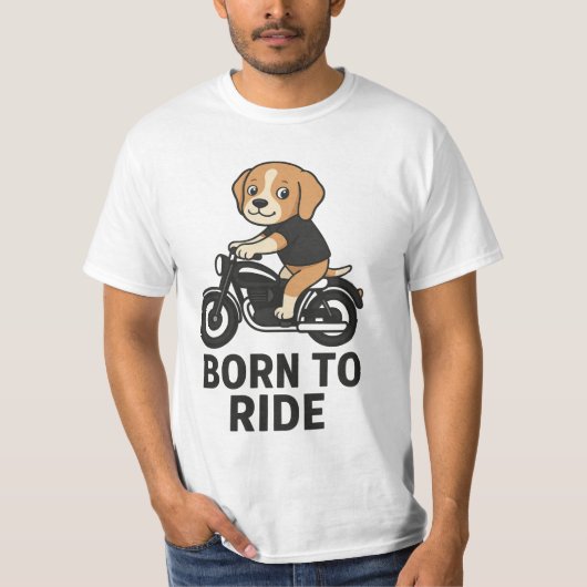 Born to Ride - Schattigee Beagle op de Sticker T-shirt (Voorkant)