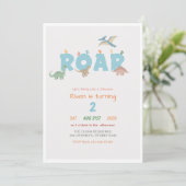 Born to Roar Baby Kid Dinosaur 2nd Birthday Kaart (Staand voorkant)
