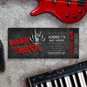 Born to Rock - Boy Baby shower Ticket Invitation Kaart