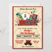 Born To Rocks Music Verjaardag Jongen Uitnodiging (Voorkant)