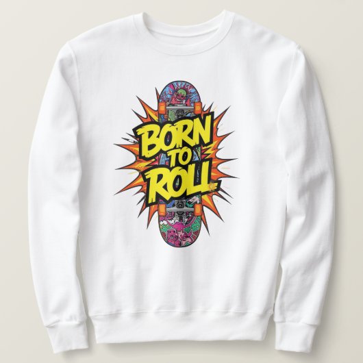 "Born to Roll" Skateboard strip explosie Trui (Design voorkant)