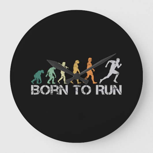 Born to Run Running Runner Evolution Retro Grote Klok (Voorkant)