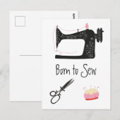Born to Sew Scissors and Sewing Machine Briefkaart (Voorkant / Achterkant)