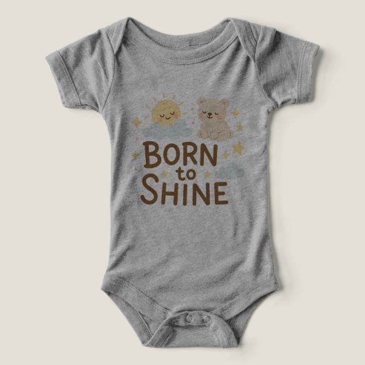 Born to Shine - Baby Zon en Wolk T-shirt ontwerp (Design voorkant)
