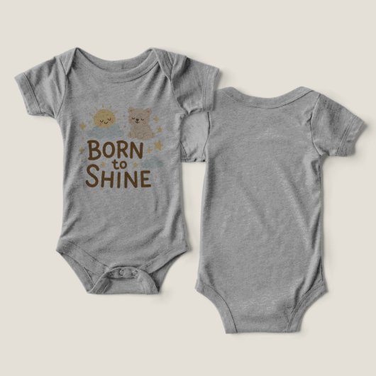 Born to Shine - Baby Zon en Wolk T-shirt ontwerp (Ontwerp Voorkant & Achterkant)