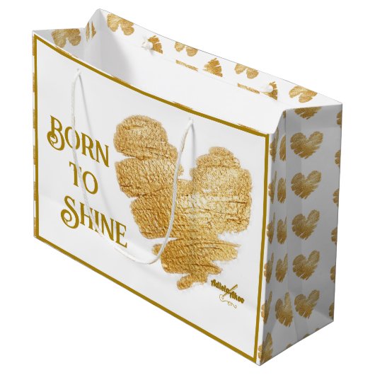 Born to Shine Grote Cadeau-tas Groot Cadeauzakje (Voorkant Gekanteld)
