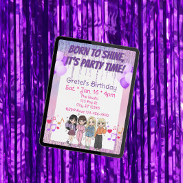 Born to Shine, Party Time, KPOP Girl Band Birthday Kaart