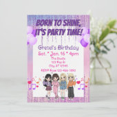 Born to Shine, Party Time, KPOP Girl Band Birthday Kaart (Staand voorkant)