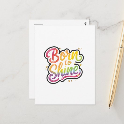 Born to Shine Pride | LGBTQ Rainbow Quote Art  Briefkaart (Voorkant / Achterkant in situ)
