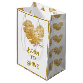 Born to Shine Wit en Goud Midden Geschenkentas Medium Cadeauzakje