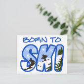 Born to Ski Briefkaart (Staand voorkant)