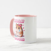Born To Slay Forced To Work Funny Sad Hamster Mok (Voorkant links)