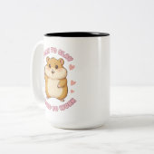 Born To Slay Hamster Meme Cute Funny Office Gift Tweekleurige Koffiemok (Voorkant links)