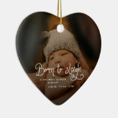 Born to Sleigh Baby Photo Birth Stats Christmas Keramisch Ornament (Rechts)