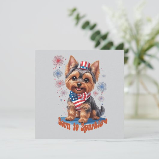 Born to Sparkle – Schattigee 4 juli feestuitnodigi Kaart (Staand voorkant)