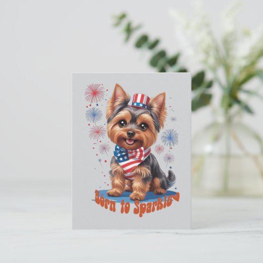 Born to Sparkle - Schattigee 4th of July Platte Ka Briefkaart (Staand voorkant)