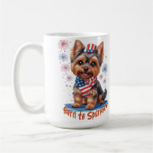 Born to Sparkle – Schattigee Patriottische Yorkie  Koffiemok (Links)