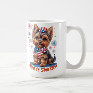Born to Sparkle – Schattigee Patriottische Yorkie Koffiemok