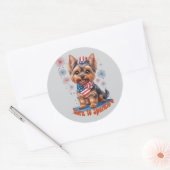 Born to Sparkle – Schattigee Patriottische Yorkie  Ronde Sticker (Envelop)