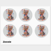 Born to Sparkle – Schattigee Patriottische Yorkie  Ronde Sticker (Vel)