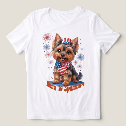 Born to Sparkle – Schattigee Yorkie 4th of July Pa Tri-Blend Shirt (Design voorkant)