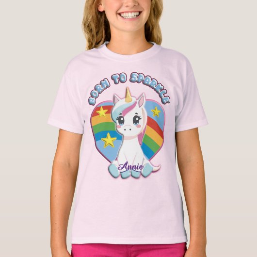 Born to Sparkle Unicorn T-shirt (Voorkant)