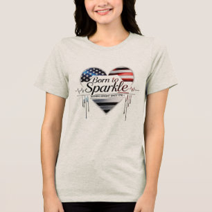 Born to Sparkle – USA Heart T-shirt voor vrouwen