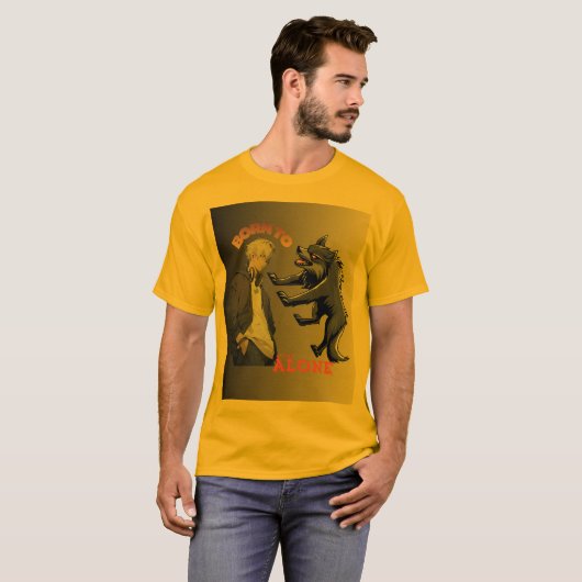 Born to Stand Alone – Anime Boy & Wolf Spirit Aest T-shirt (Voorkant volledig)