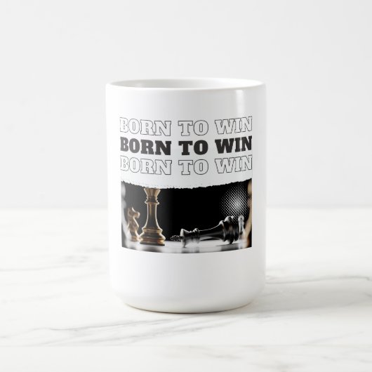 BORN TO WIN Chess Victory – Motivational Koffiemok (Center)