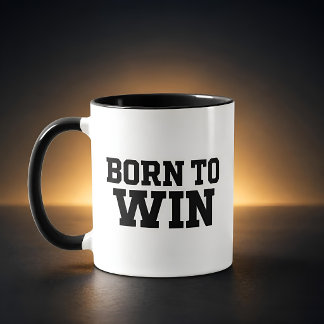 Born to Win Motiverend Succes Zwart Lettertype Mok