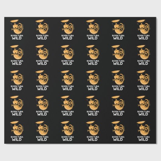 Born Tuba Wild Funny Music Pun Dark BG Cadeaupapier (Vlak)
