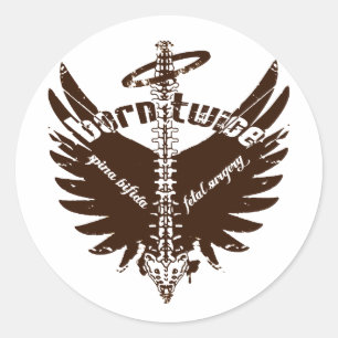 Born Twice Spina Bifida Fetal Surgery Angel Wings Ronde Sticker